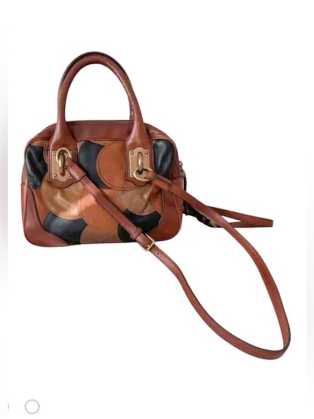 Authentic Dolce & Gabbana Vintage Miss Edge Patwork leather handbag w/gold - Picture 2 of 16